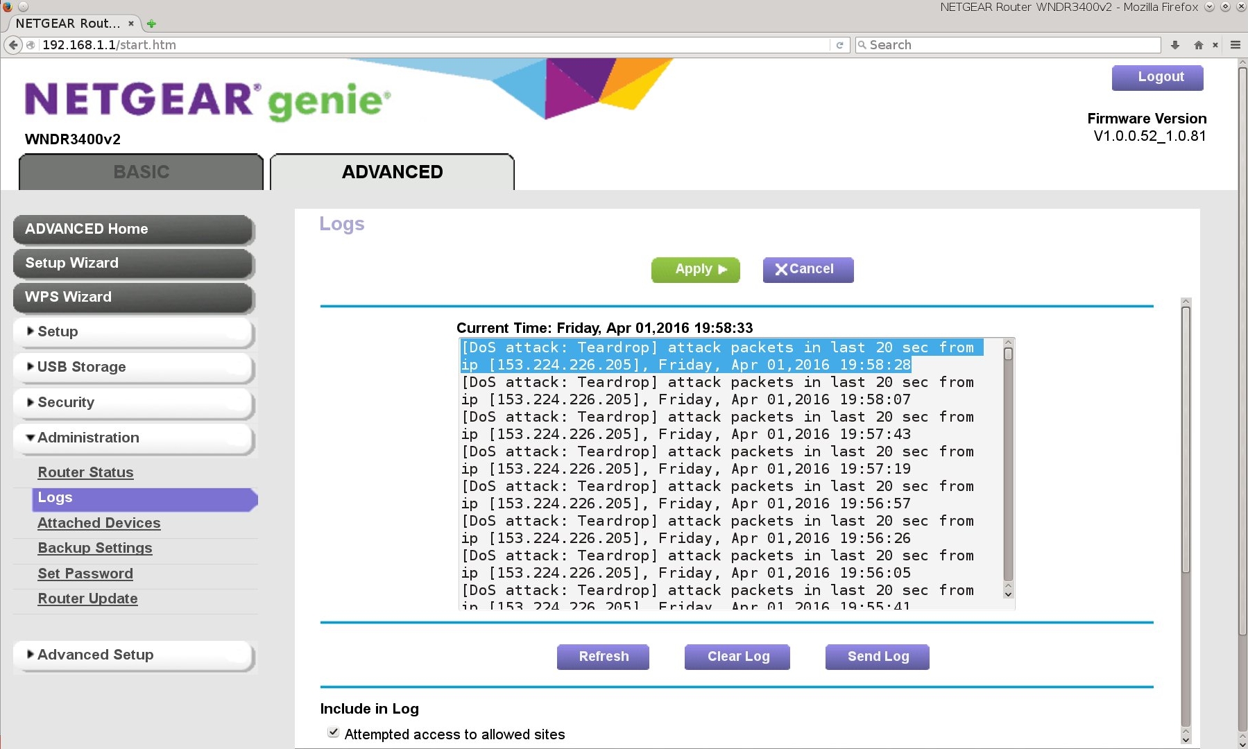 Image for What does it mean that my router is getting a Teardrop DoS attack? 