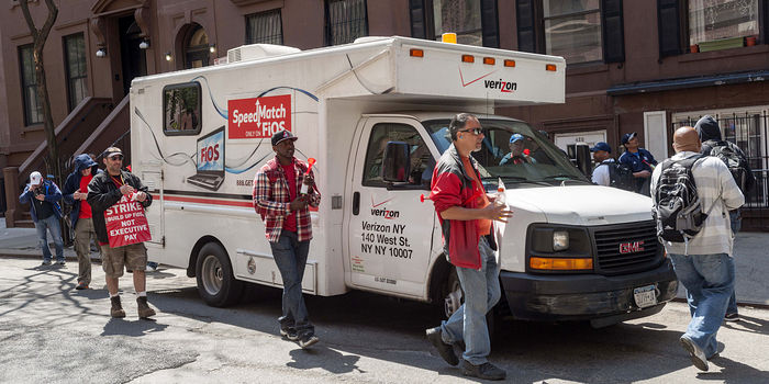 Image for Are You Following Me Now? Striking Verizon Workers Keep Tabs on Their Replacements [telecom] 