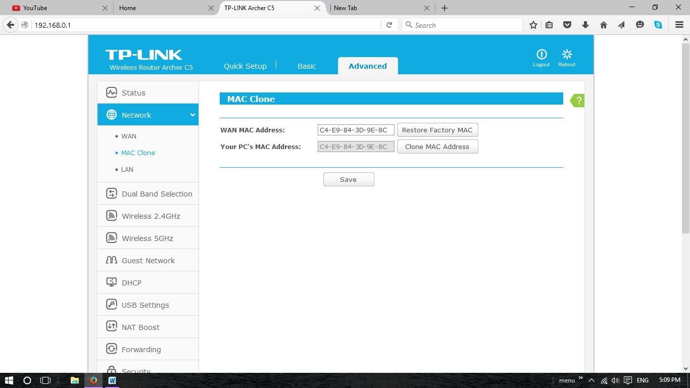 Image for Why TP-Link Archer C5 router can't restablish without mac cloning 