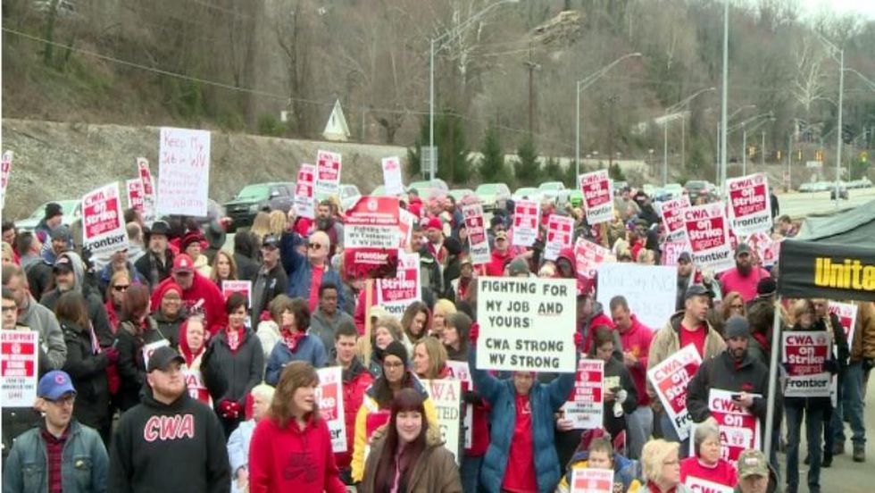 Image for Crowds gather at Frontier building in Charleston [telecom] 