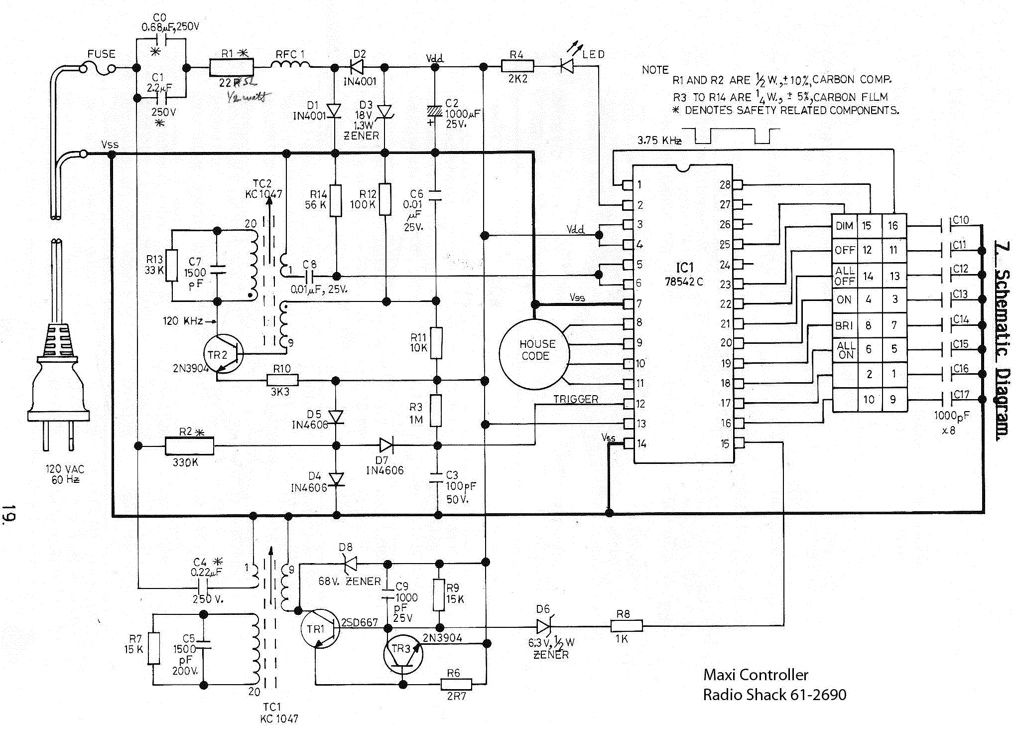Image for Leviton 6220 X10 controller schmatic