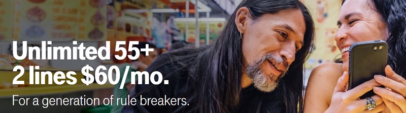 Image for Verizon offers response to T-Mobile's unlimited plan for customers over 55 years old [telecom] 