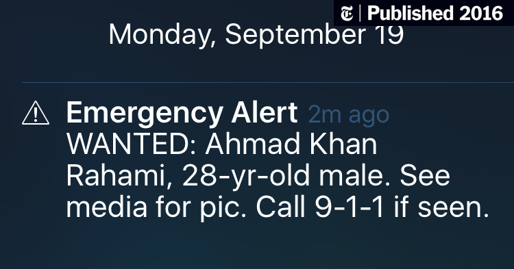 Image for Cellphone Alerts Used in New York to Search for Bombing Suspect [telecom] 