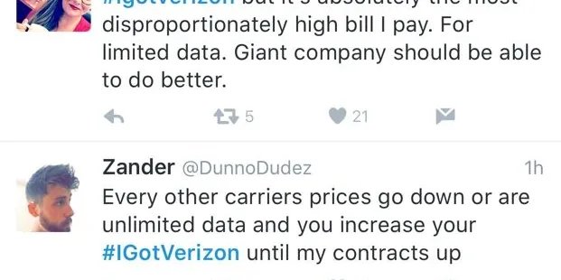 Image for Verizon promotion of new plans on Twitter goes horribly wrong [telecom] 