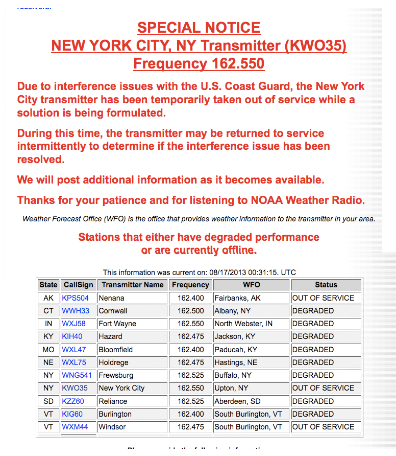 Image for [telecom] NYC area emergency "weather station" off the air 