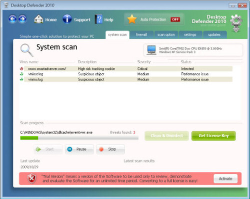 Image for Remove Desktop Defender 2010 virus